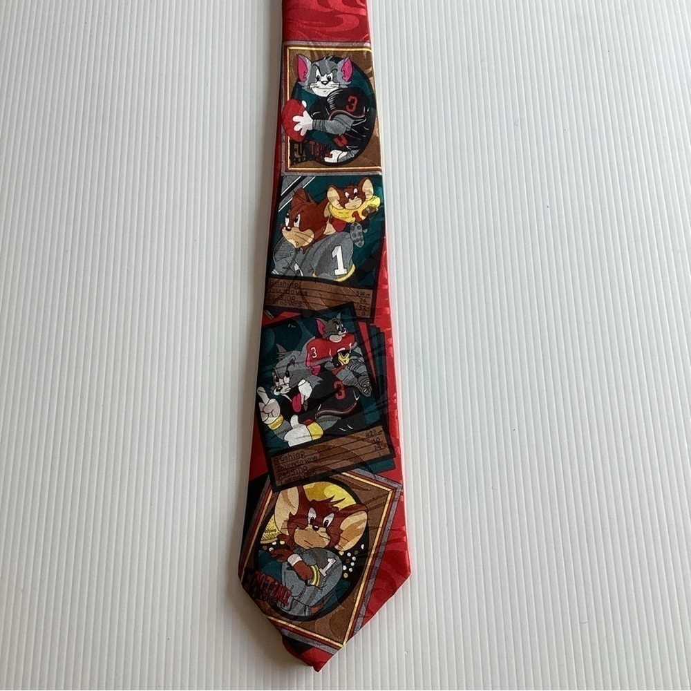 Tom and Jerry bunbury Mens Neck TIE Cartoon Football Vintage 100% silk